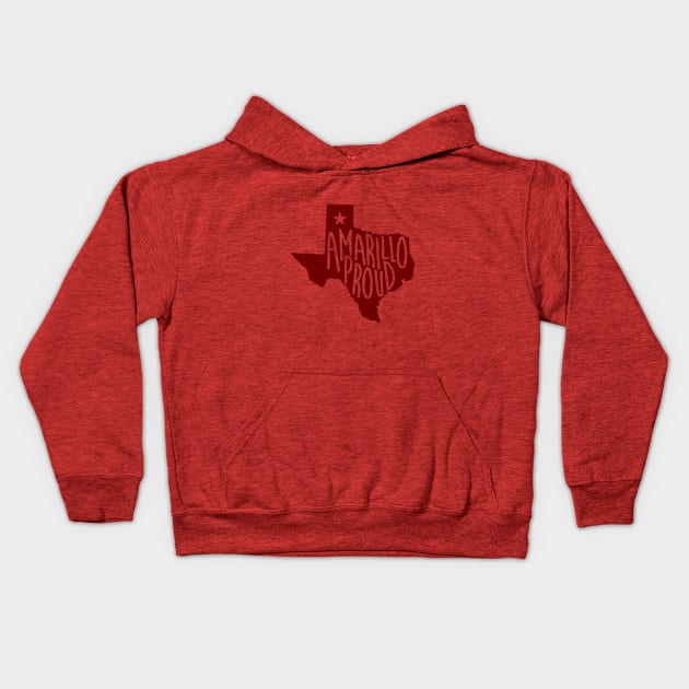 Amarillo Proud (Red Ink) Kids Hoodie by AmarilloShirts